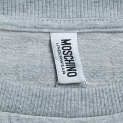 Pre Owned Moschino Underwear Grey Cotton Logo Tape Detail Crew Neck Sweatshirt S