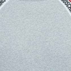 Pre Owned Moschino Underwear Grey Cotton Logo Tape Detail Crew Neck Sweatshirt S