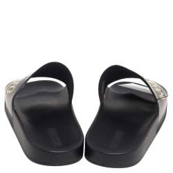  Moschino Black Rubber Logo Slide Sandals Size 45