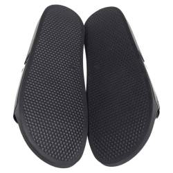  Moschino Black Rubber Logo Slide Sandals Size 45