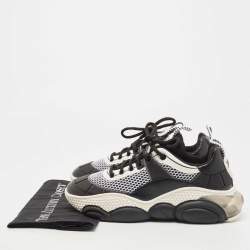 Moschino Black/White Mesh and Leather Bubble Teddy Low Top Sneakers Size 42