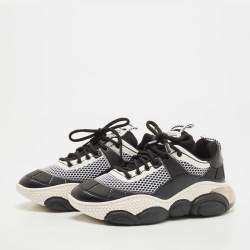 Moschino Black/White Mesh and Leather Bubble Teddy Low Top Sneakers Size 42
