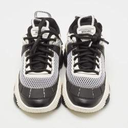 Moschino Black/White Mesh and Leather Bubble Teddy Low Top Sneakers Size 42