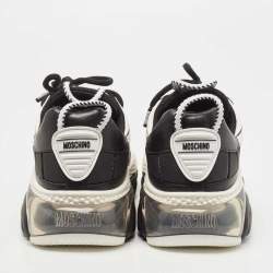 Moschino Black/White Mesh and Leather Bubble Teddy Low Top Sneakers Size 42