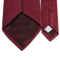 Moschino Red Patterned Silk Jacquard Tie