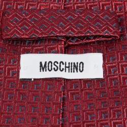 Moschino Red Patterned Silk Jacquard Tie