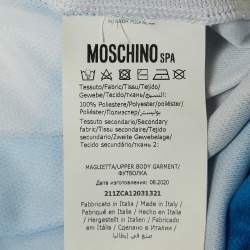 Pre Owned Moschino X Palace Blue Multicolor Jersey Technical Polo T-Shirt M
