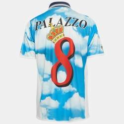 Pre Owned Moschino X Palace Blue Multicolor Jersey Technical Polo T-Shirt M