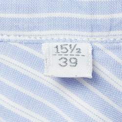 Pre Owned Moschino Blue Pinstripe Cotton Slim Fit Shirt M