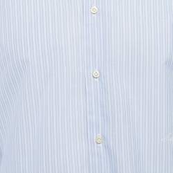 Pre Owned Moschino Blue Pinstripe Cotton Slim Fit Shirt M