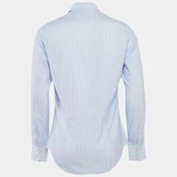 Pre Owned Moschino Blue Pinstripe Cotton Slim Fit Shirt M