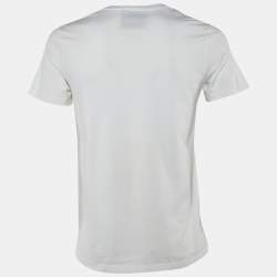 Pre Owned Moschino Couture Off White Logo Print Cotton Crew Neck T-Shirt XS