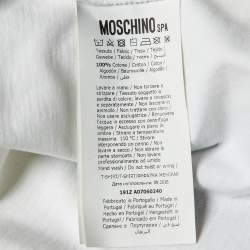 Pre Owned Moschino Couture Off White Logo Print Cotton Crew Neck T-Shirt XS