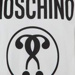 Pre Owned Moschino Couture Off White Logo Print Cotton Crew Neck T-Shirt XS