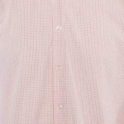 Pre Owned Moschino Pink Check Print Cotton Full Sleeve Shirt XL