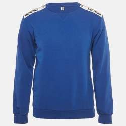 Pre Owned Moschino Underwear Blue Logo Patch Cotton Sweatshirt XS