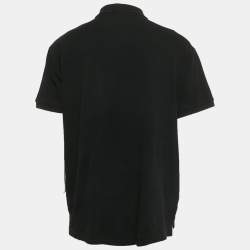 مملوكة مسبقًا Moschino Black Teddy Applique Cotton Knit Polo T-Shirt 3XL