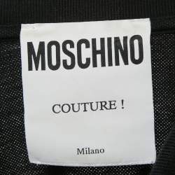 مملو كة مسبقًا Moschino Black Teddy Applique Cotton Knit Polo T-Shirt 3XL