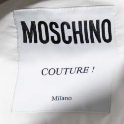 Pre Owned Moschino White Cotton Logo Printed Long Sleeve Shirt XS