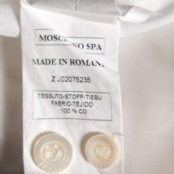 Pre Owned Moschino White Cotton Logo Printed Long Sleeve Shirt XS