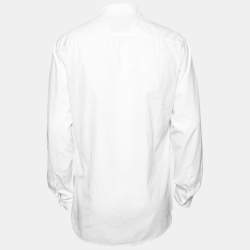 Pre Owned Moschino White Cotton Logo Printed Long Sleeve Shirt XS