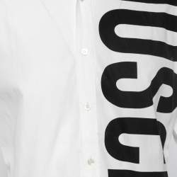Pre Owned Moschino White Cotton Logo Printed Long Sleeve Shirt XS
