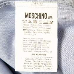 Pre Owned Moschino Couture Light Blue Cotton Oxford Heart Applique Shirt XXL