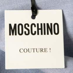 Pre Owned Moschino Couture Light Blue Cotton Oxford Heart Applique Shirt XXL