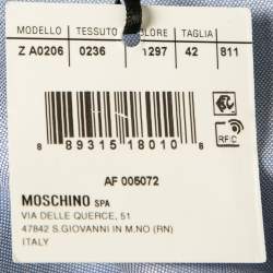 Pre Owned Moschino Couture Light Blue Cotton Oxford Heart Applique Shirt XXL