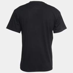 Pre Owned Moschino Black Logo Print Cotton Crew Neck Half Sleeve T-Shirt XS