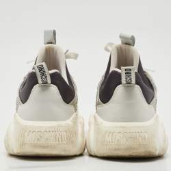 Moschino Black/Silver Leather Bubble Teddy Low Top Sneakers Size 40