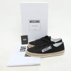Moschino Black Jute and Nubuck Leather Low Top Sneakers Size 42