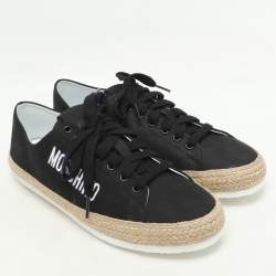 Moschino Black Jute and Nubuck Leather Low Top Sneakers Size 42