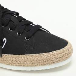 Moschino Black Jute and Nubuck Leather Low Top Sneakers Size 42