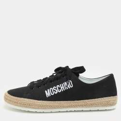 Moschino Black Jute and Nubuck Leather Low Top Sneakers Size 42