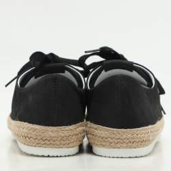 Moschino Black Jute and Nubuck Leather Low Top Sneakers Size 42