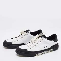 Moschino White Leather Low Top Sneakers Size 44