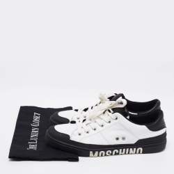Moschino White Leather Low Top Sneakers Size 44