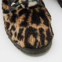 Moschino Tricolor Leopard Print Fur Ankle Length Boots Size 43