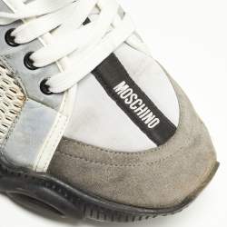 Moschino Black/White Mesh and Suede Low Top Sneakers Size 43