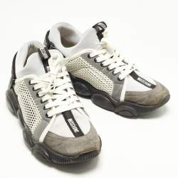 Moschino Black/White Mesh and Suede Low Top Sneakers Size 43