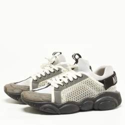 Moschino Black/White Mesh and Suede Low Top Sneakers Size 43