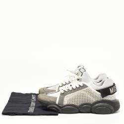 Moschino Black/White Mesh and Suede Low Top Sneakers Size 43