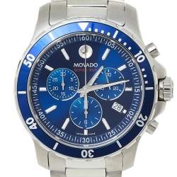 Pre Owned Movado Blue Stainless Steel Series 800 Chronograph MO.14.1.27.1425.1127.10/3 Men's Wristwatch 42 mm