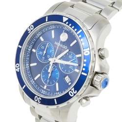 Pre Owned Movado Blue Stainless Steel Series 800 Chronograph MO.14.1.27.1425.1127.10/3 Men's Wristwatch 42 mm
