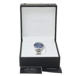 Pre Owned Movado Blue Stainless Steel Series 800 Chronograph MO.14.1.27.1425.1127.10/3 Men's Wristwatch 42 mm