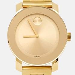 Movado Champagne Gold Plated Stainless Steel Bold MB.01.3.34.6038 Men's Wristwatch 36 mm