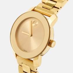 Movado Champagne Gold Plated Stainless Steel Bold MB.01.3.34.6038 Men's Wristwatch 36 mm