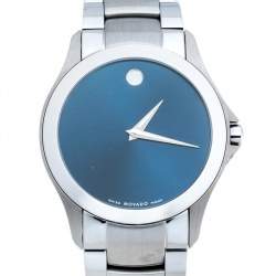 Pre Owned Movado Blue Stainless Steel Masino Men's Wristwatch 38 mm