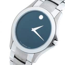 Pre Owned Movado Blue Stainless Steel Masino Men's Wristwatch 38 mm